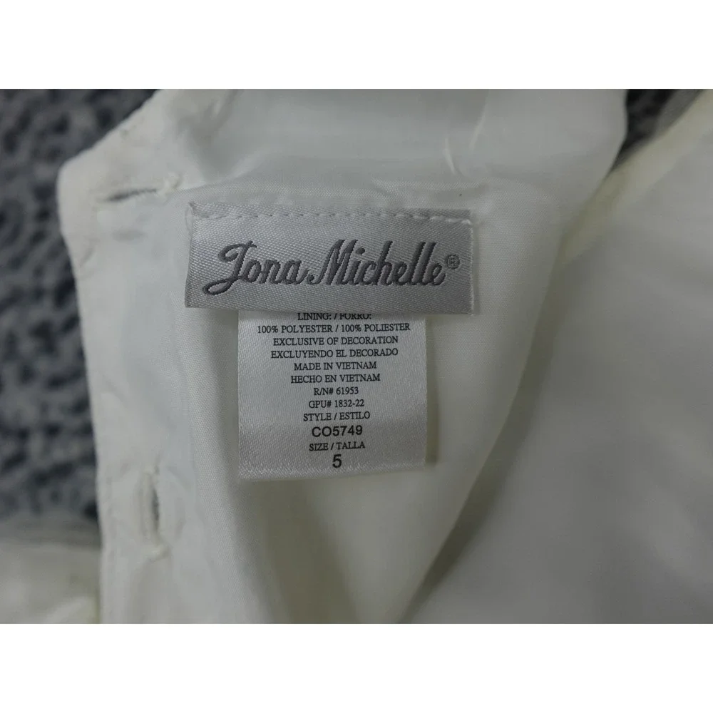Jona Michelle Party Dress Girls 5 Ivory Gold Good Glitter Tulle CO5749